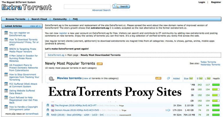 ExtraTorrents Proxy Sites and Unblocked Mirror Sites List